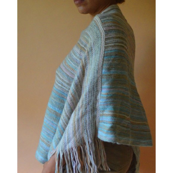 Nostalgic Pastel Sweater Poncho - Picture 2 of 3